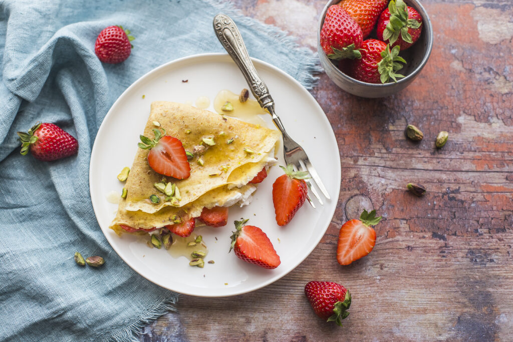 Recetas de Platos Únicos: CREPAS INTEGRALES CON RICOTTA Y FRESAS